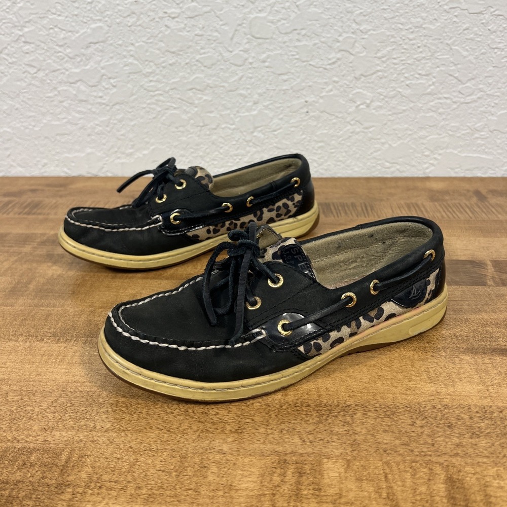 Sperry Women's Top Spider Boat Shoes Leopard Print‎ Size 7